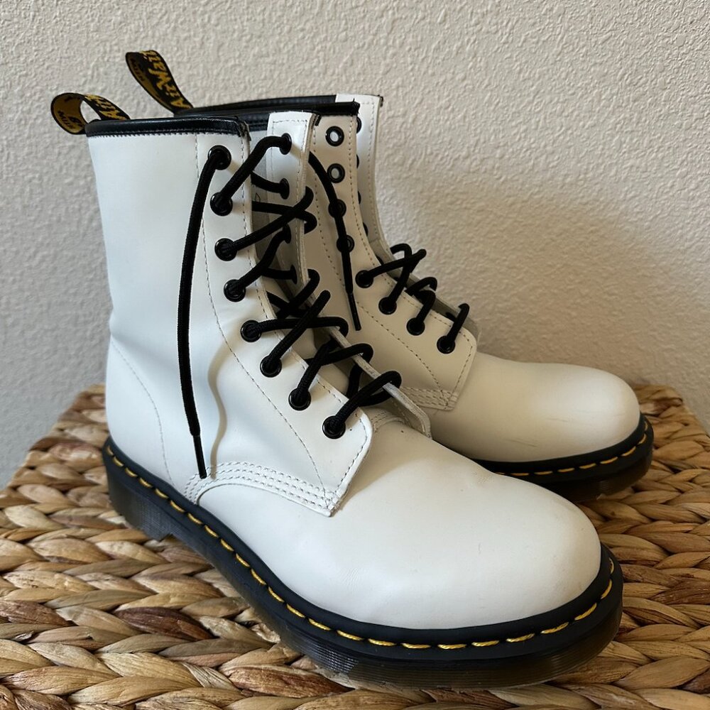 Dr Marten White 1460 Nappa Leather Lace Up Boot